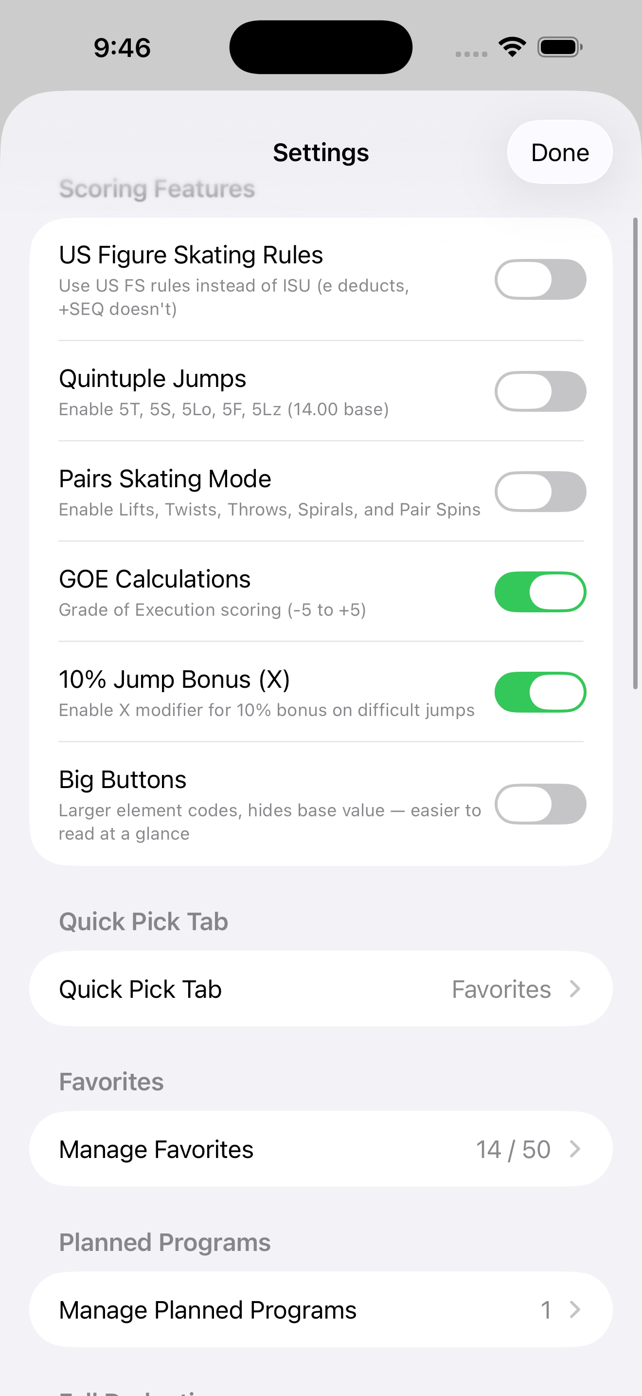 Skater Grader settings